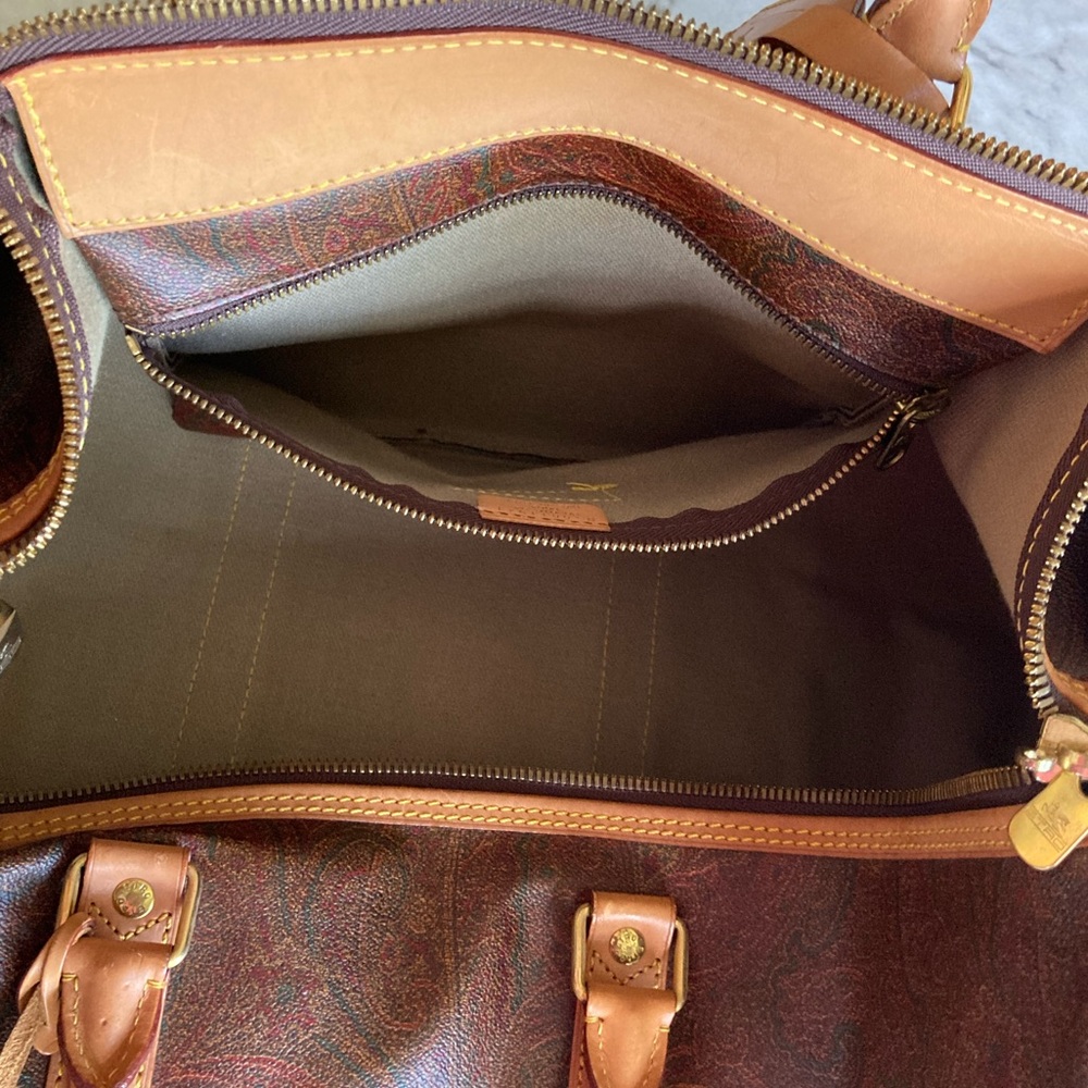 ETRO Milano Burgundy Maroon paisley vintage Duffel Bag - Picture 6 of 14